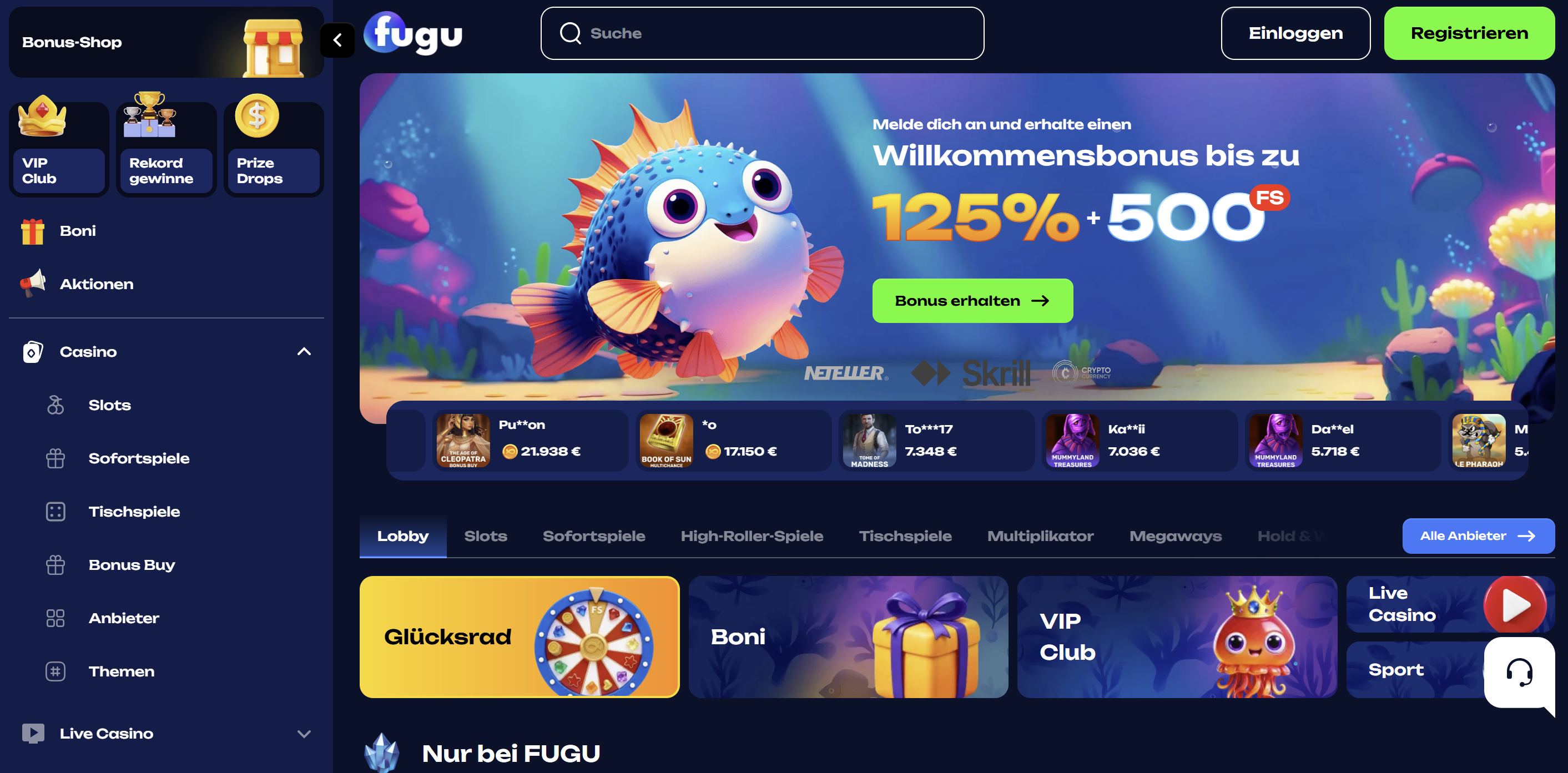 Fugu Casino Spielkatalog